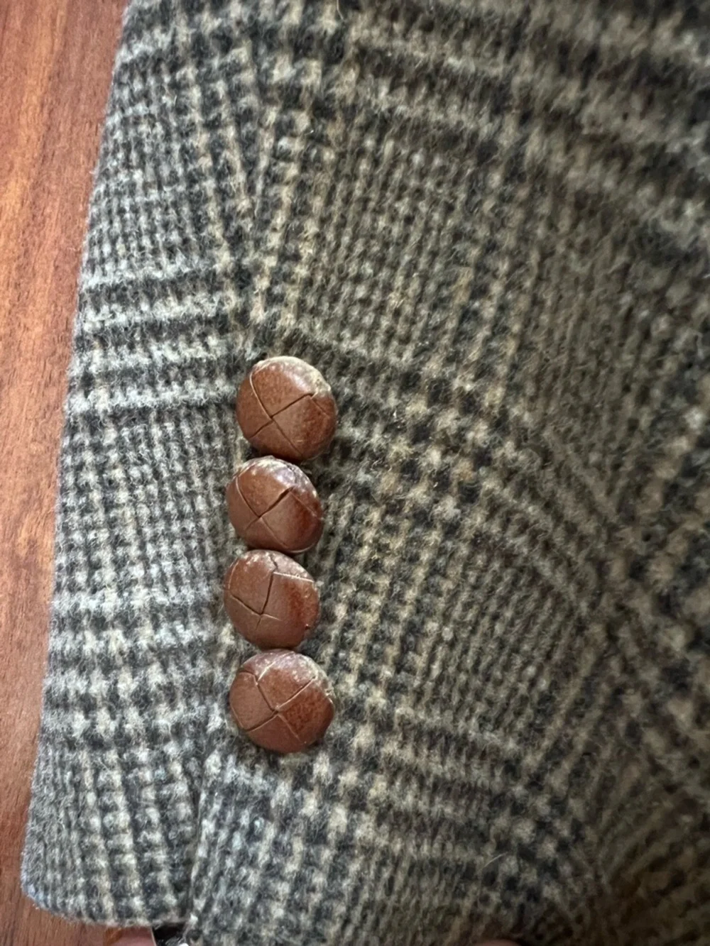 Vintage Lands End Direct Merchants Mens Glen Plaid Wool Camel Hair Blazer 41L